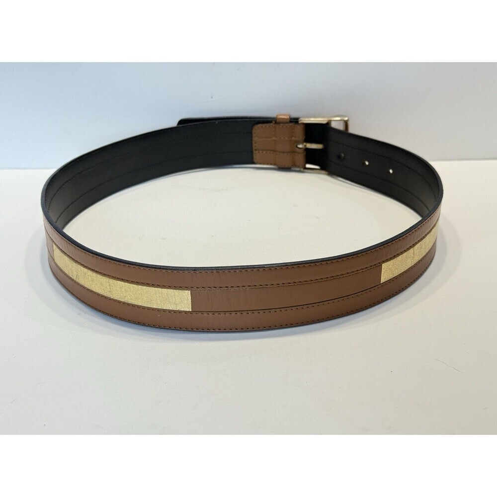 Escada Vintage Retro Leather Wide Belt Gold Brown Buckle Made in Germany 38 - Picture 12 of 14